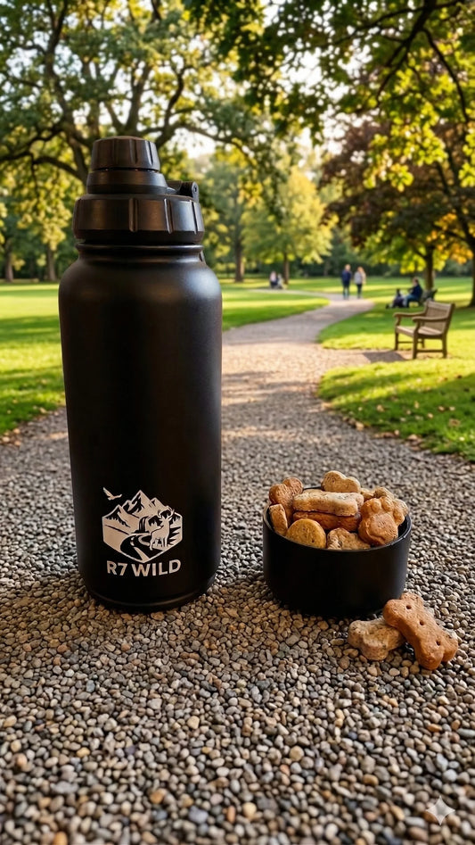 Botella 2 en 1 con plato incluido | Lleva agua y snacks para tu perrito en un sólo lugar